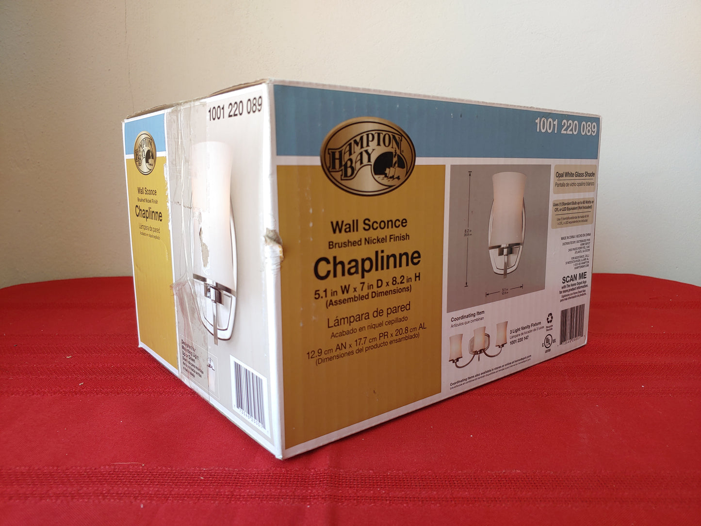 Lámpara de pared de 1 luz - Hampton Bay Chaplinne (Nuevo, caja abierta)