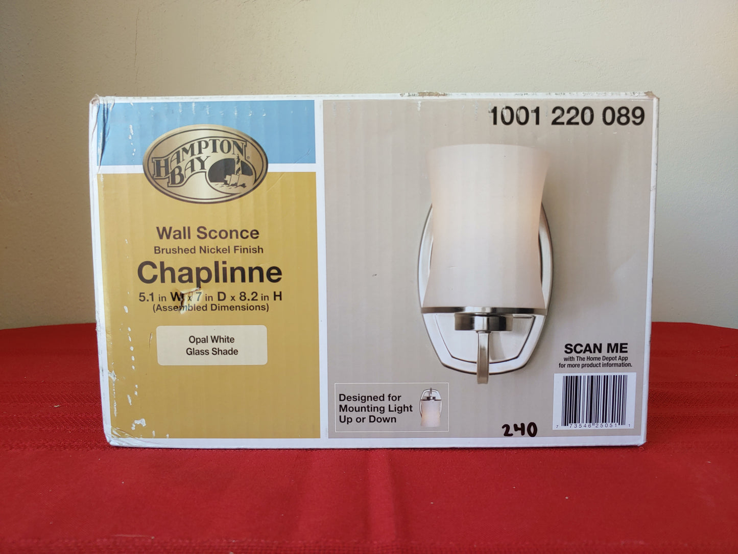 Lámpara de pared de 1 luz - Hampton Bay Chaplinne (Nuevo, caja abierta)