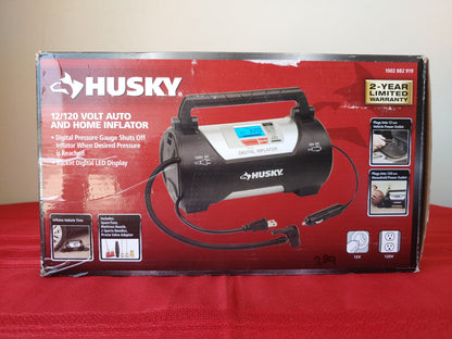 Inflador portátil de 12/120 V - Husky (Nuevo, caja abierta)