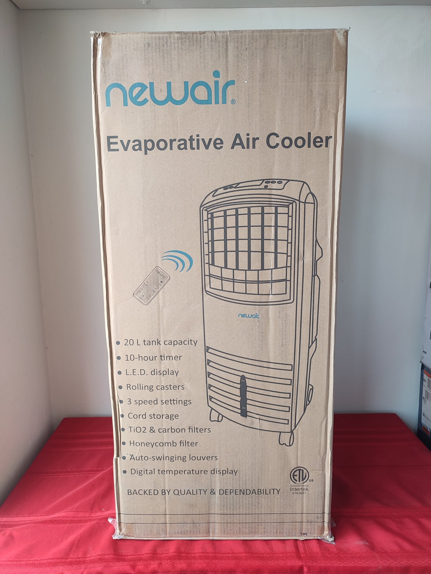 Enfriador de aire evaporativo 20L portátil con control remoto 1000 CFM - Newair (Nuevo, caja abierta)