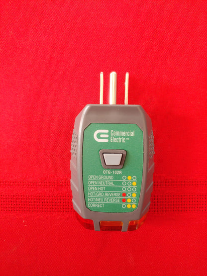 Probador de tomacorrientes GFCI 125 V - Commercial Electric (Nuevo, sin empaque)