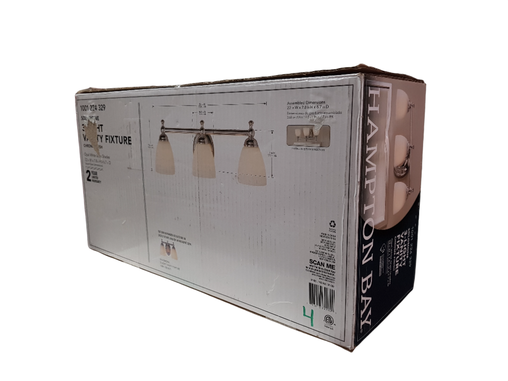 Lámpara de tocador de 3 luces - Hampton Bay Solomone (Nuevo, caja abierta)