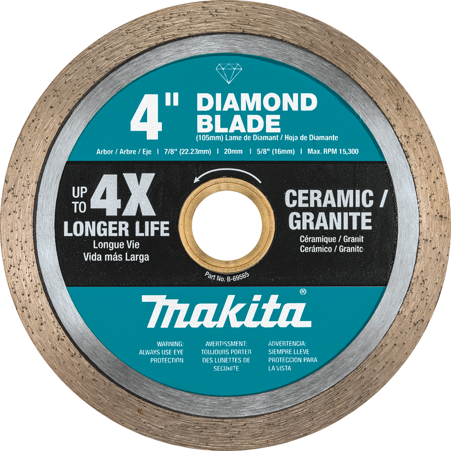 Disco de diamante 4" para cerámica o granito - Makita (Nuevo, empaque abierto)