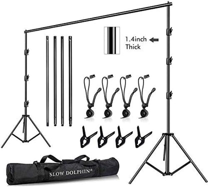 Kit de soporte para fotografía con bolsa de transporte (10ft x 10ft) - Slow Dolphin (Nuevo, caja abierta)