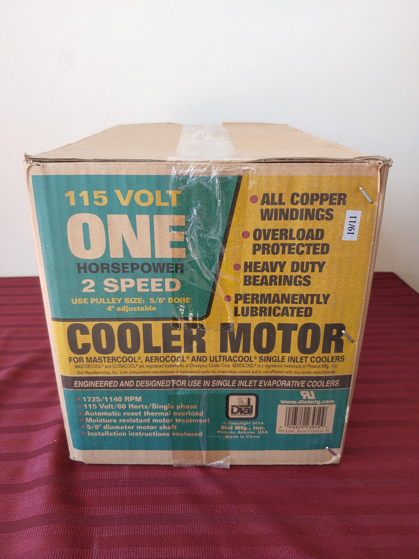 Motor para cooler 1 HP de 2 velocidades - Dial Mfg (Nuevo, caja abierta)