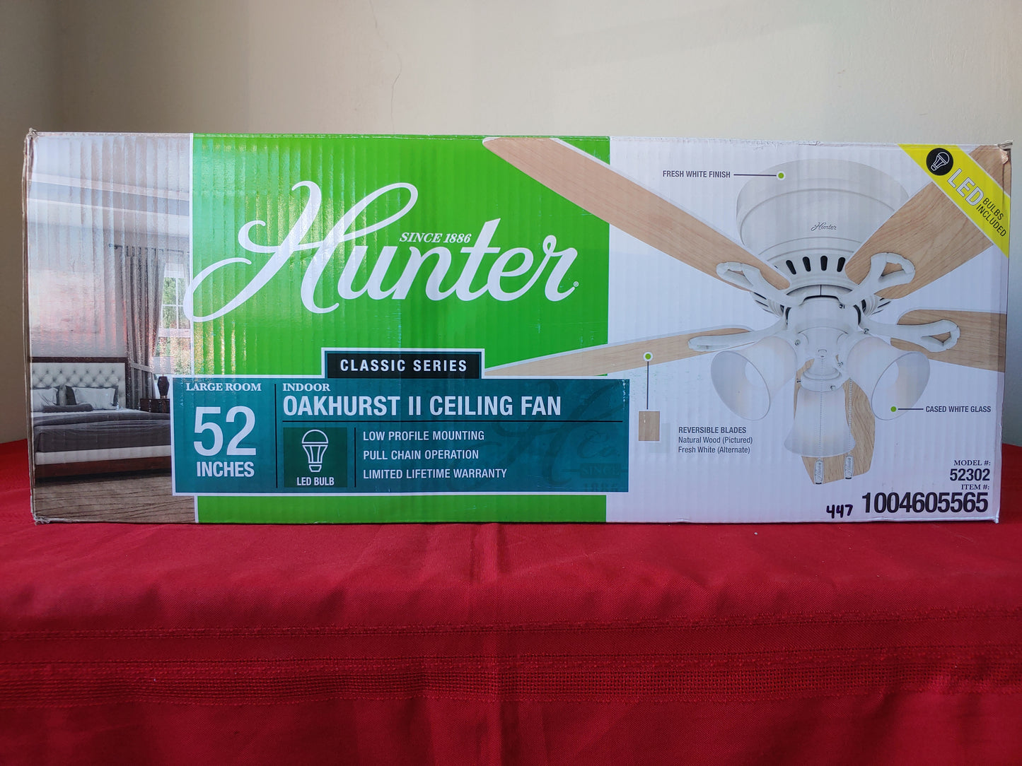 Ventilador de techo de 52" - Hunter Oakhurst II (Nuevo, caja abierta)