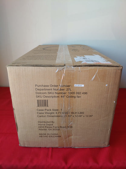 Ventilador de techo de 44" - Hampton Bay Harper III (Nuevo, caja abierta)