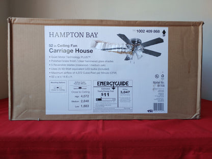 Ventilador de techo de 52" - Hampton Bay Carriage House (Nuevo, caja abierta)