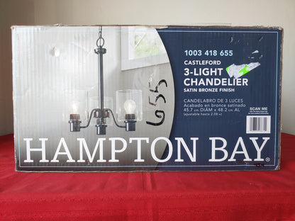 Candelabro de 3 luces - Hampton Bay Castleford (Nuevo, caja abierta)