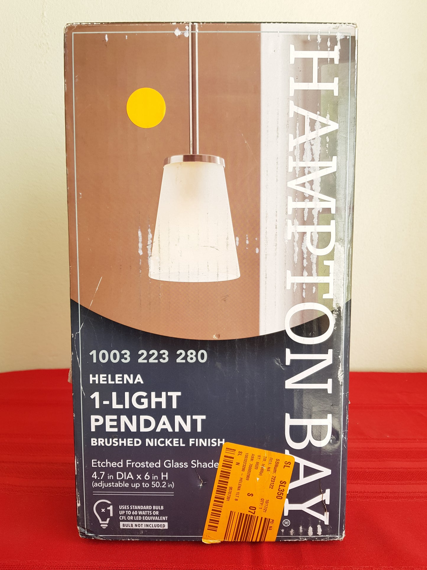 Lámpara colgante de 1 luz - Hampton Bay Helena (Nuevo, caja abierta)