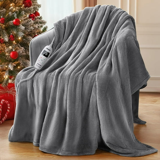 Manta térmica eléctrica color gris individual (50"x60") - PKBD (Nuevo, caja abierta)
