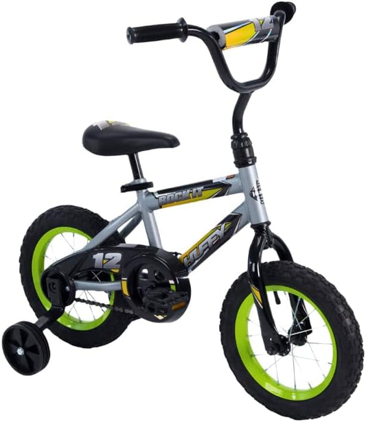 Bicicleta para niños 12" color gris con verde - Huffy Rock it (Nuevo, sin caja)