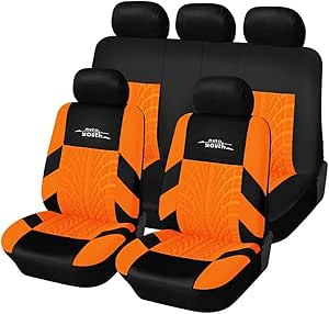 Juego de cubreasientos universal para asientos delanteros y traseros color negro con naranja - Auto Youth (Nuevo, empaque abierto)