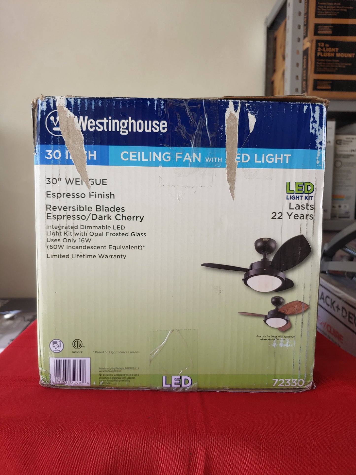 Ventilador de techo de 30" con luz LED - Westinghouse Wengue (Nuevo, caja abierta)