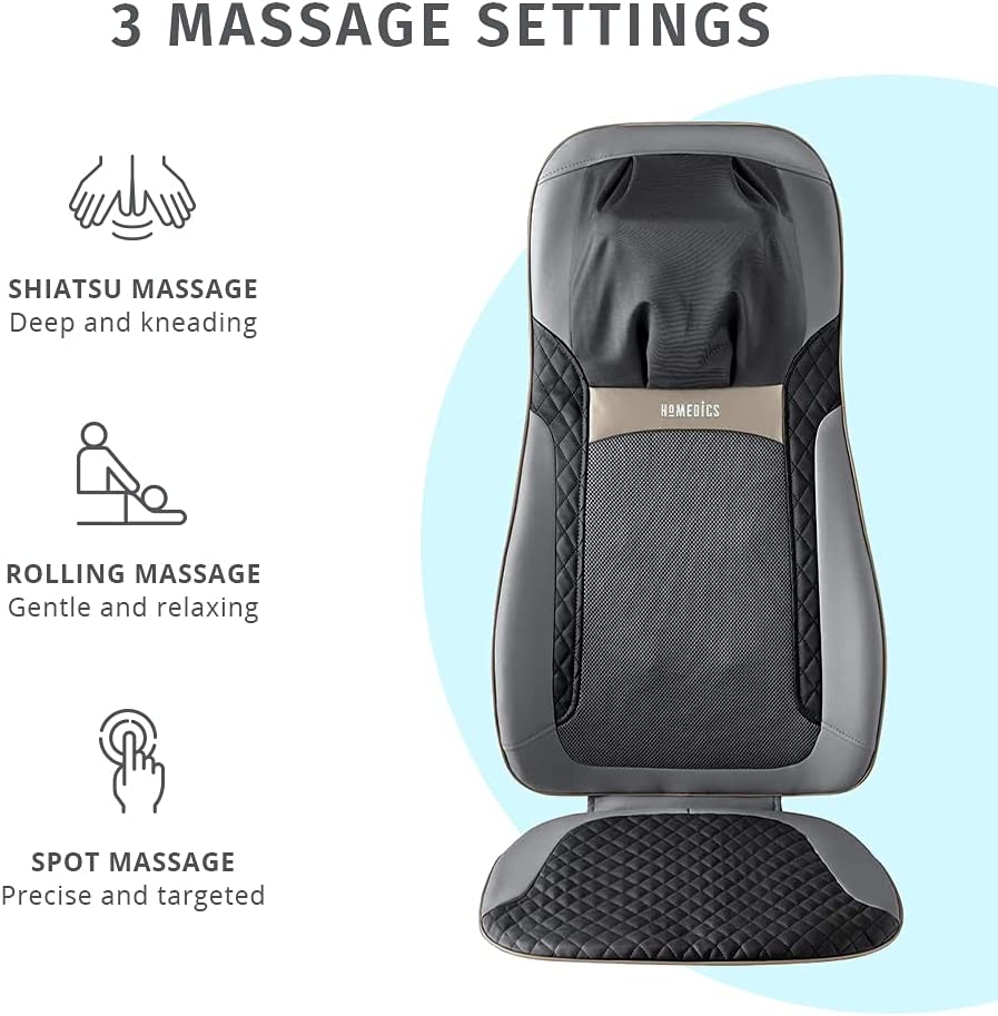 Masajeador de cuello y espalda con calor y cojín de asiento - Homedics Shiatsu Elite II (Nuevo, caja abierta)