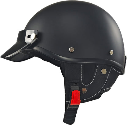 Casco para motocicleta retro color negro Mate (Talla L) - SanQing (Nuevo, caja abierta)