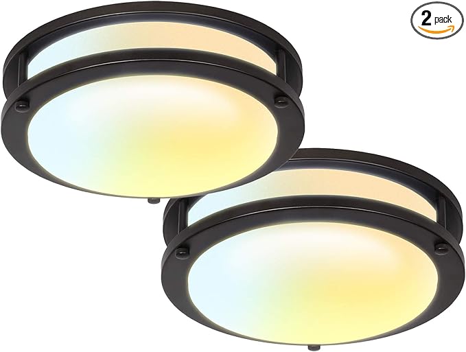 Paquete de 2 lámparas de techo LED de 10" color café - Jullison (Nuevo, caja abierta)