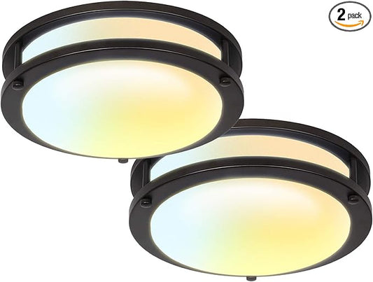 Paquete de 2 lámparas de techo LED de 10" color café - Jullison (Nuevo, caja abierta)
