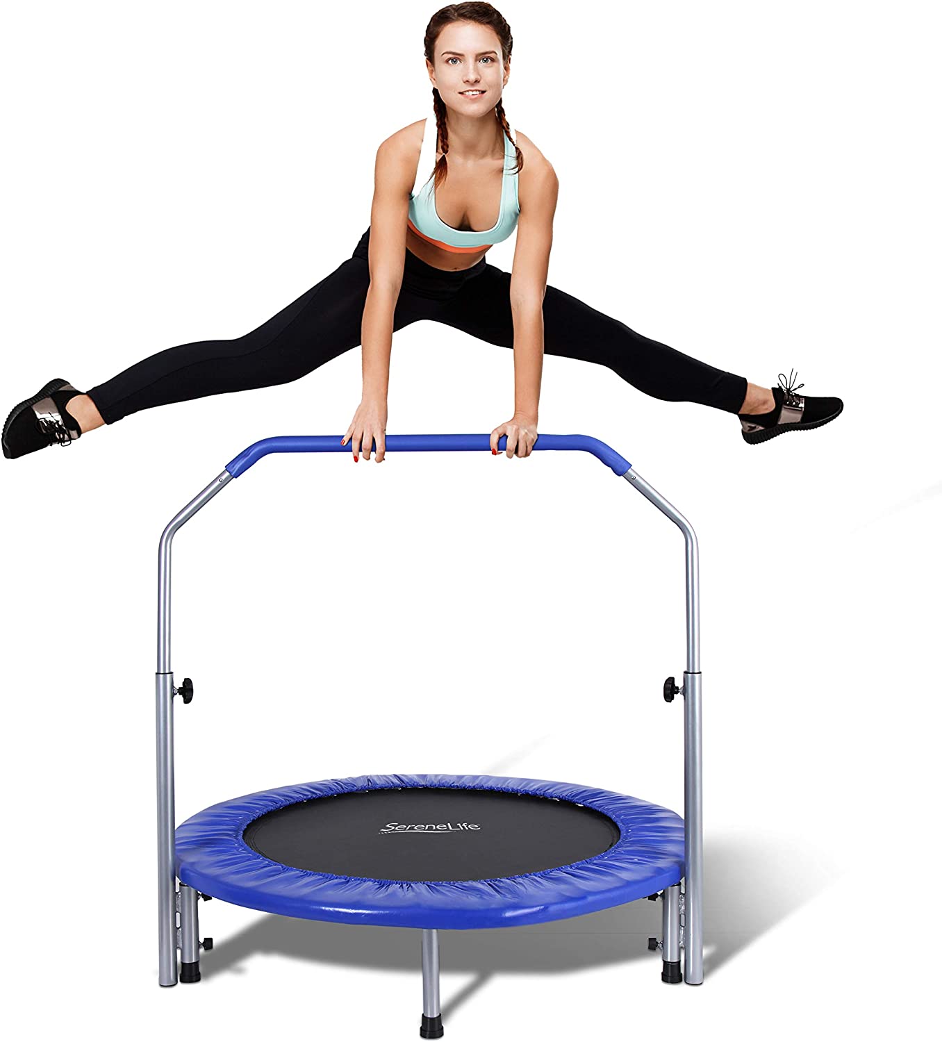 Trampolín para ejercicio de 40" con barra ajustable - SereneLife (Nuevo, sin empaque)