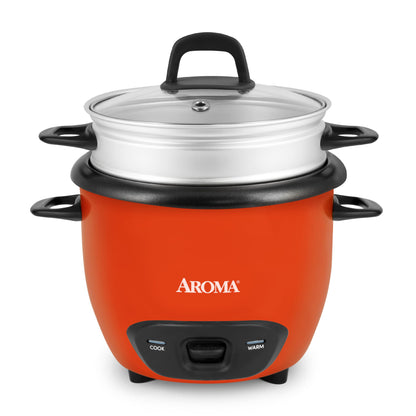 Arrocera y vaporera color naranja de 6 tazas de arroz cocido - Aroma (Nuevo, caja abierta)