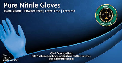 Caja de 100 guantes de Nitrilo color azul varias tallas - Gini Foundation (Nuevo)