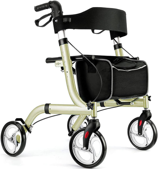 Caminadora/andadora con asiento y ruedas de 8" plegable - WINLOVE (Nuevo, caja abierta)