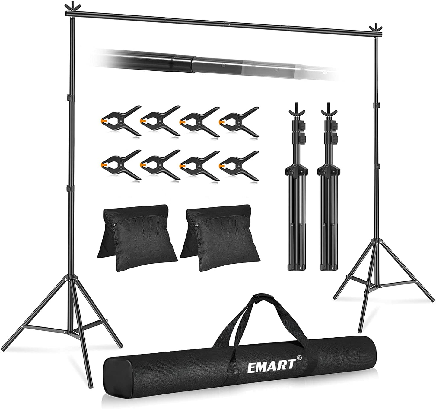 Kit de soporte para fotografía con bolsa de transporte (7 x 10ft) - EMART (Nuevo, bolsa con corte)