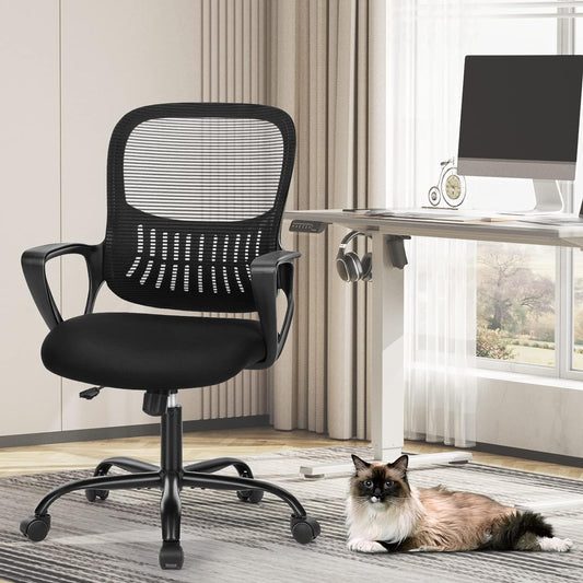 Silla para escritorio giratoria color negro de altura ajustable - NEWBULIG (Nuevo)