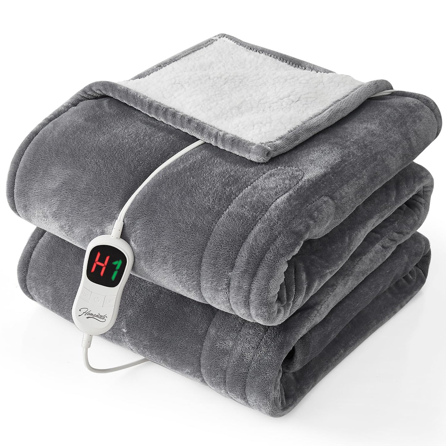 Manta térmica eléctrica color gris (62" x 84") - Homemate (Nuevo, caja abierta)