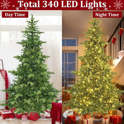 Árbol de navidad de 6 pies con 340 luces LED integradas - TURNMEON (Nuevo, caja abierta)