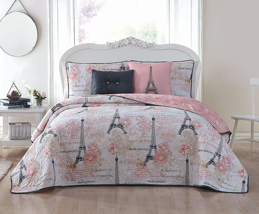 Juego de cama de edredón de 4 piezas (Individual) - Blush Design (Nuevo)