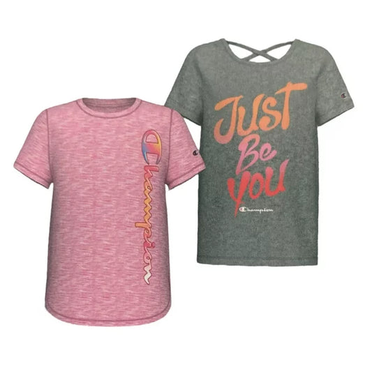 Set de 2 camisetas para niña (rosa y gris) talla 10/12 - Champion (Nuevo)