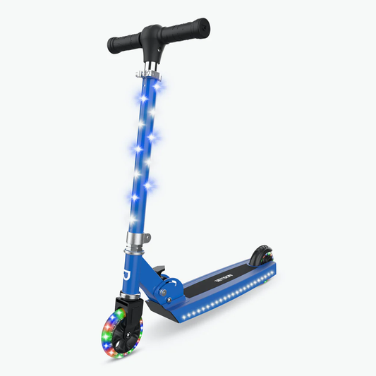 Scooter plegable de 4" color azul con luces LED de colores para niños - Jetson Jupiter (Nuevo, caja abierta)