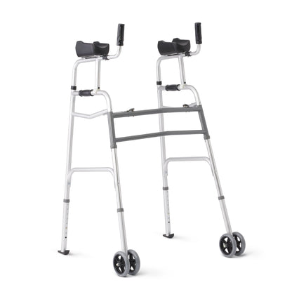 Caminadora/andadora con reposabrazos ruedas de 5" plegable y ligera - Medline (Nuevo, caja abierta)