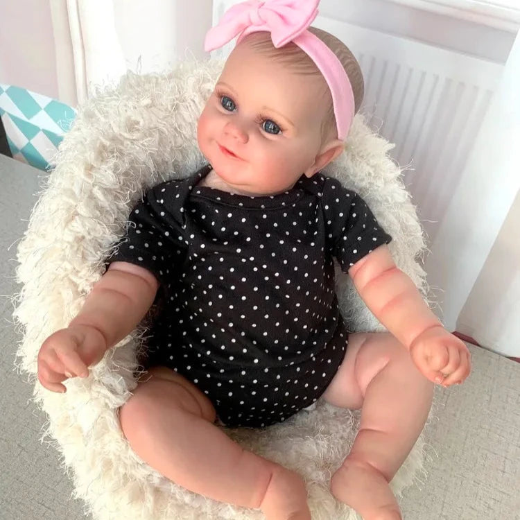 Bebé Reborn niña ojos abiertos cuerpo de tela (Nuevo)