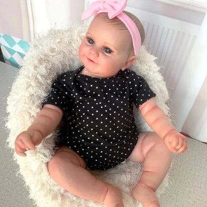 Bebé Reborn niña ojos abiertos cuerpo de tela (Nuevo)