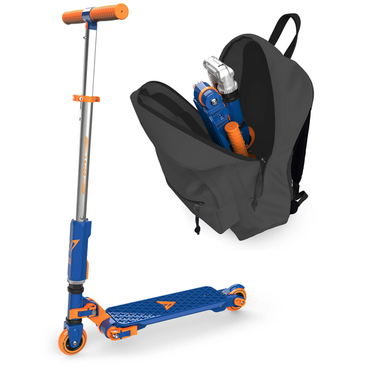 Scooter totalmente plegable de 2 ruedas color azul y naranja - Valor (Nuevo, sin caja)