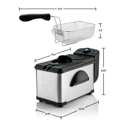 Freidora de aceite de 2 litros de acero inoxidable - OVENTE (Nuevo, caja abierta)