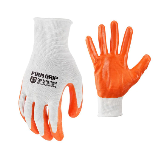 Paquete de 5 pares de guantes de trabajo de nitrilo (Talla L) - Firm Grip (Nuevo)
