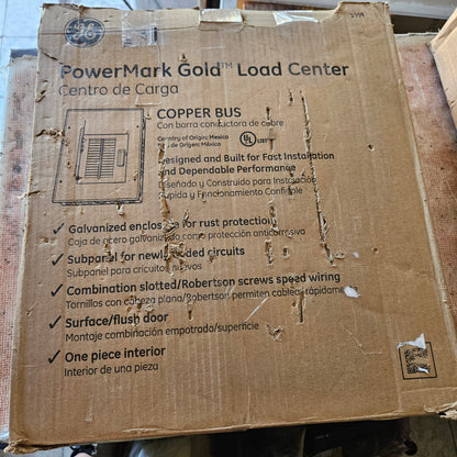 Centro de carga 12 circuitos monofásico con interruptor principal 100A, 240/120V - GE (Nuevo, caja abierta)