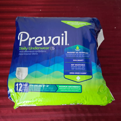 Pañales para adulto de absorción máxima 12 piezas talla 2XL - Prevail (Nuevo)
