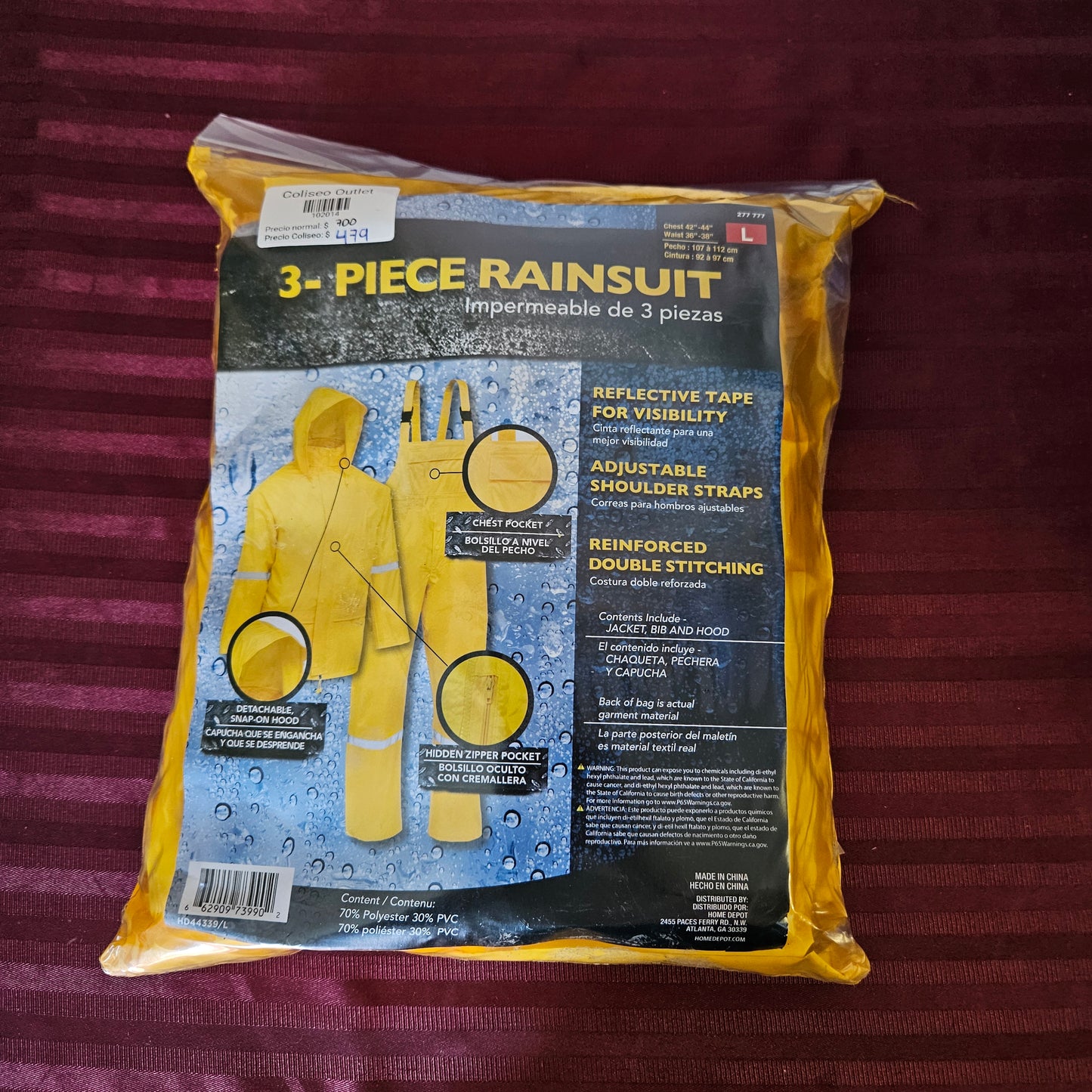 Impermeable de 3 piezas varias tallas (Nuevo)