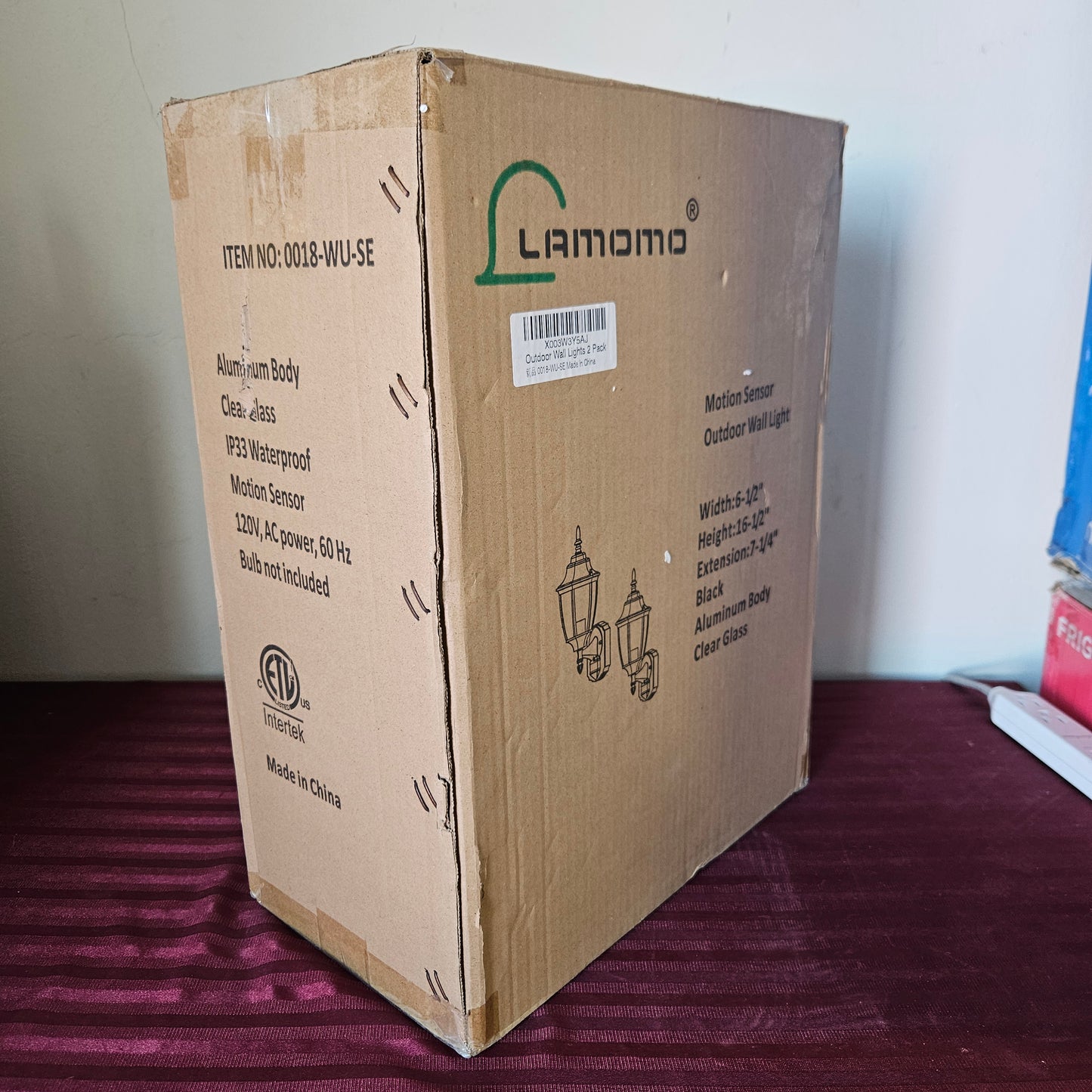 Paquete de 2 faroles de pared para exteriores con sensor de movimiento - Lamomo (Nuevo, caja abierta)