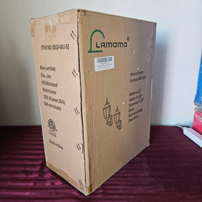 Paquete de 2 faroles de pared para exteriores con sensor de movimiento - Lamomo (Nuevo, caja abierta)