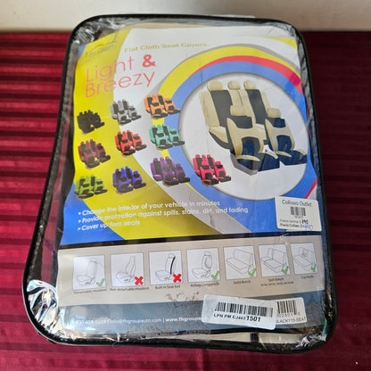 Juego de cubreasientos para asientos delanteros y traseros color beige con negro - FH Group (Nuevo)