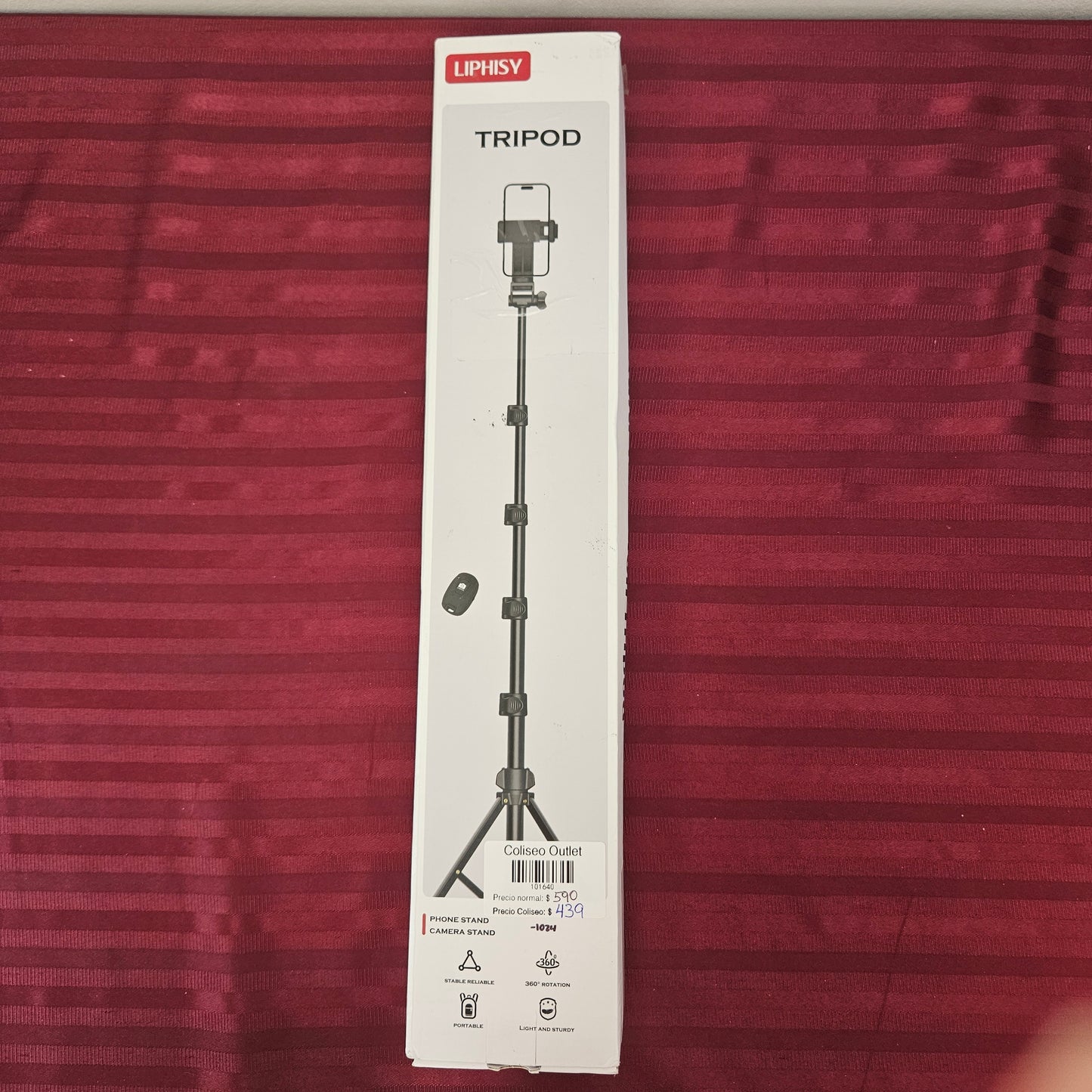 Trípode/Selfie Stick 64" con control remoto Bluetooth - Liphisy (Nuevo, caja abierta)