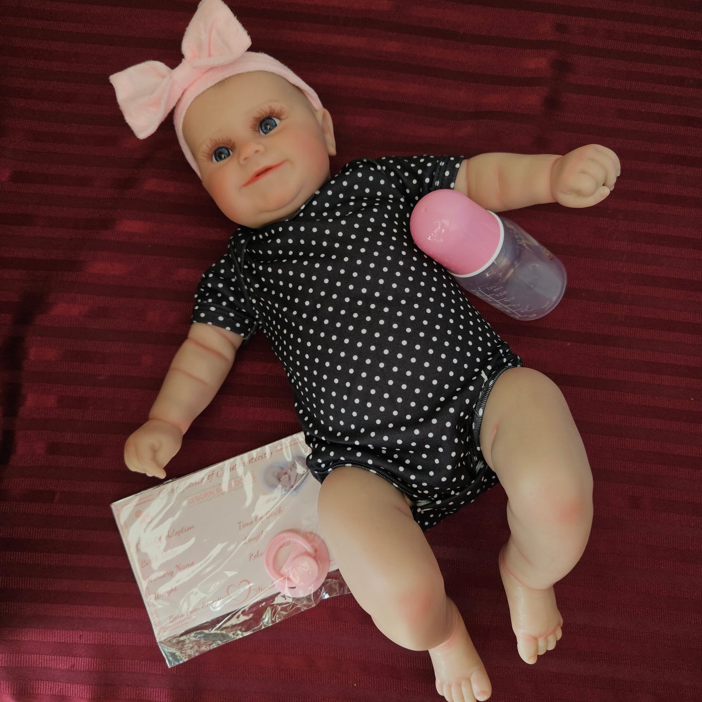 Bebé Reborn niña ojos abiertos cuerpo de tela (Nuevo)