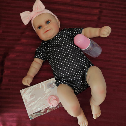 Bebé Reborn niña ojos abiertos cuerpo de tela (Nuevo)