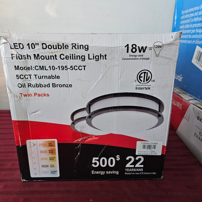 Paquete de 2 lámparas de techo LED de 10" color café - Jullison (Nuevo, caja abierta)