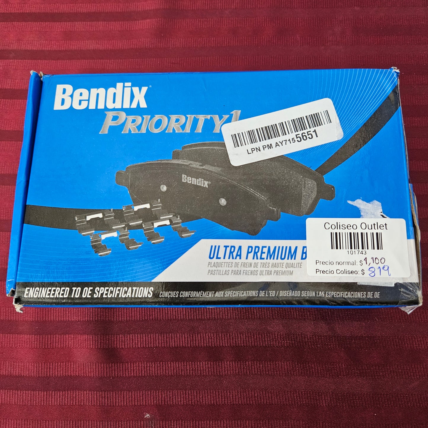 Balatas de cerámica delanteras CFC1204 - Bendix Priority 1 (Nuevo, caja abierta)